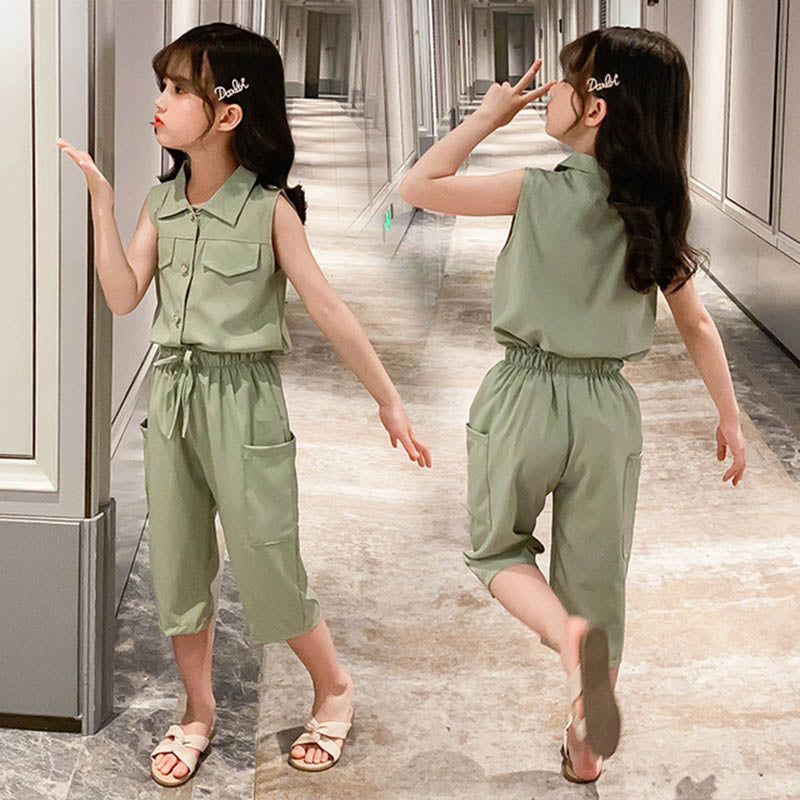 Summer Baby Girls Clothes Sets Sleeveless T-shirt + Pants 2PCS Fashion Children's Clothing Suits Kids Outfits4-12 Year