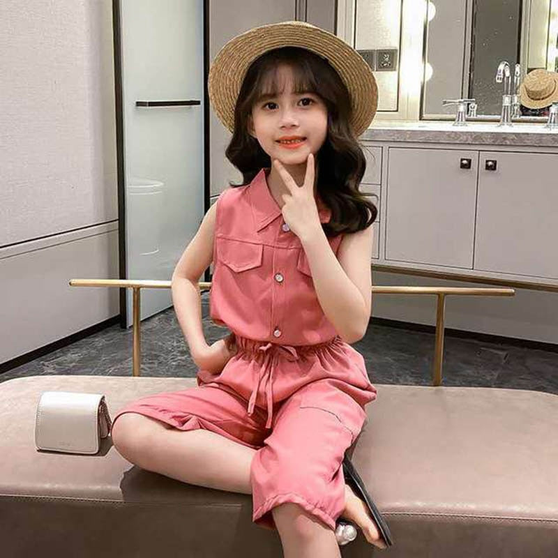 Summer Baby Girls Clothes Sets Sleeveless T-shirt + Pants 2PCS Fashion Children's Clothing Suits Kids Outfits4-12 Year