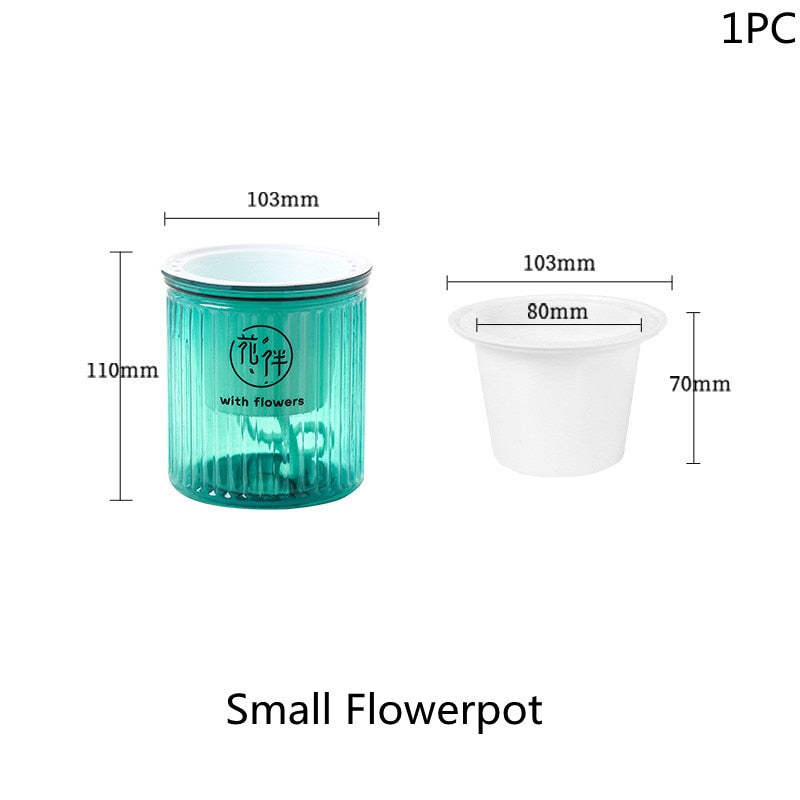 Self Watering Planter Pots Mini Round Design Succulent Plant Pot Indoor Home Garden Modern