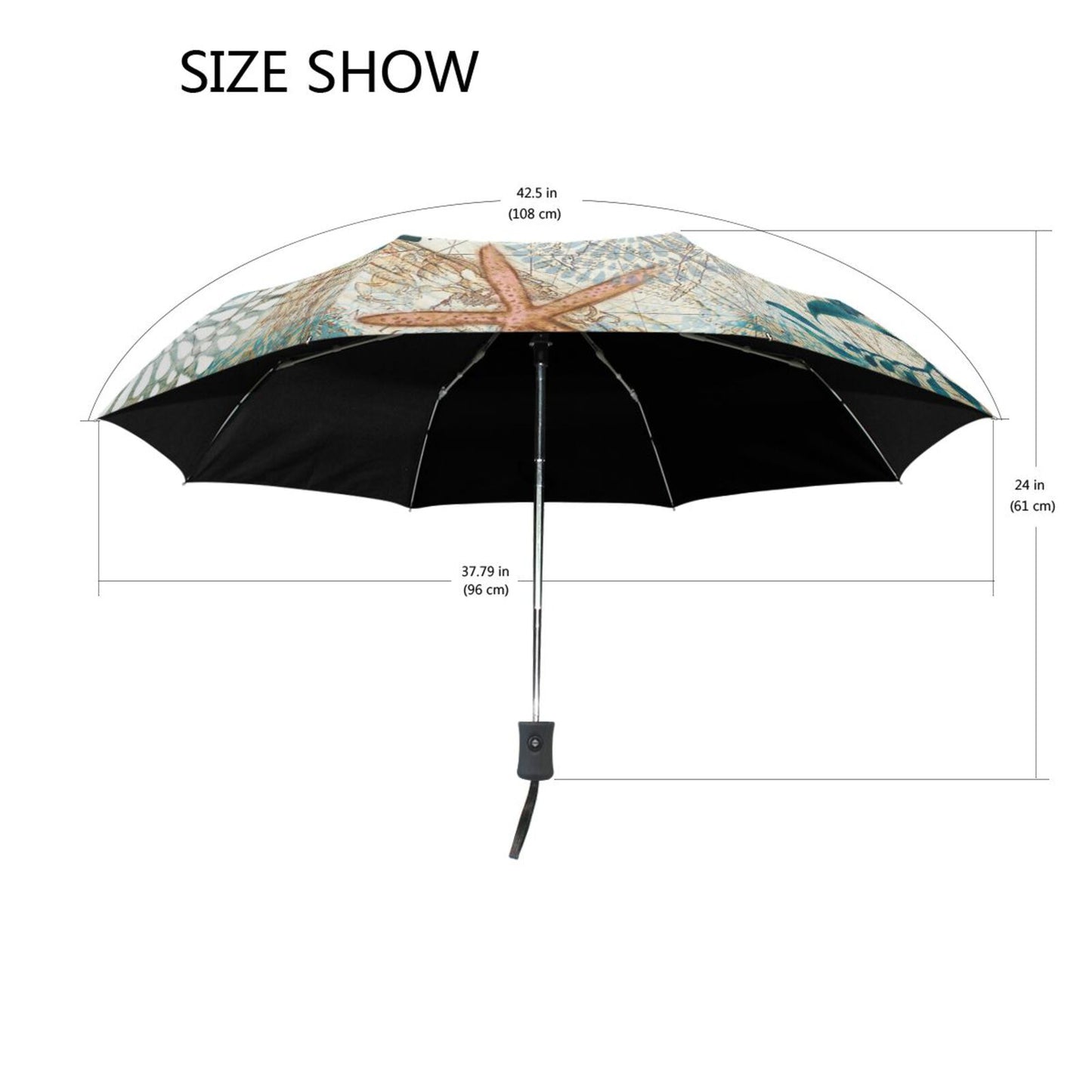 Vintage Ocean Sea Turtle Rain Umbrella Three Folding Umbrella