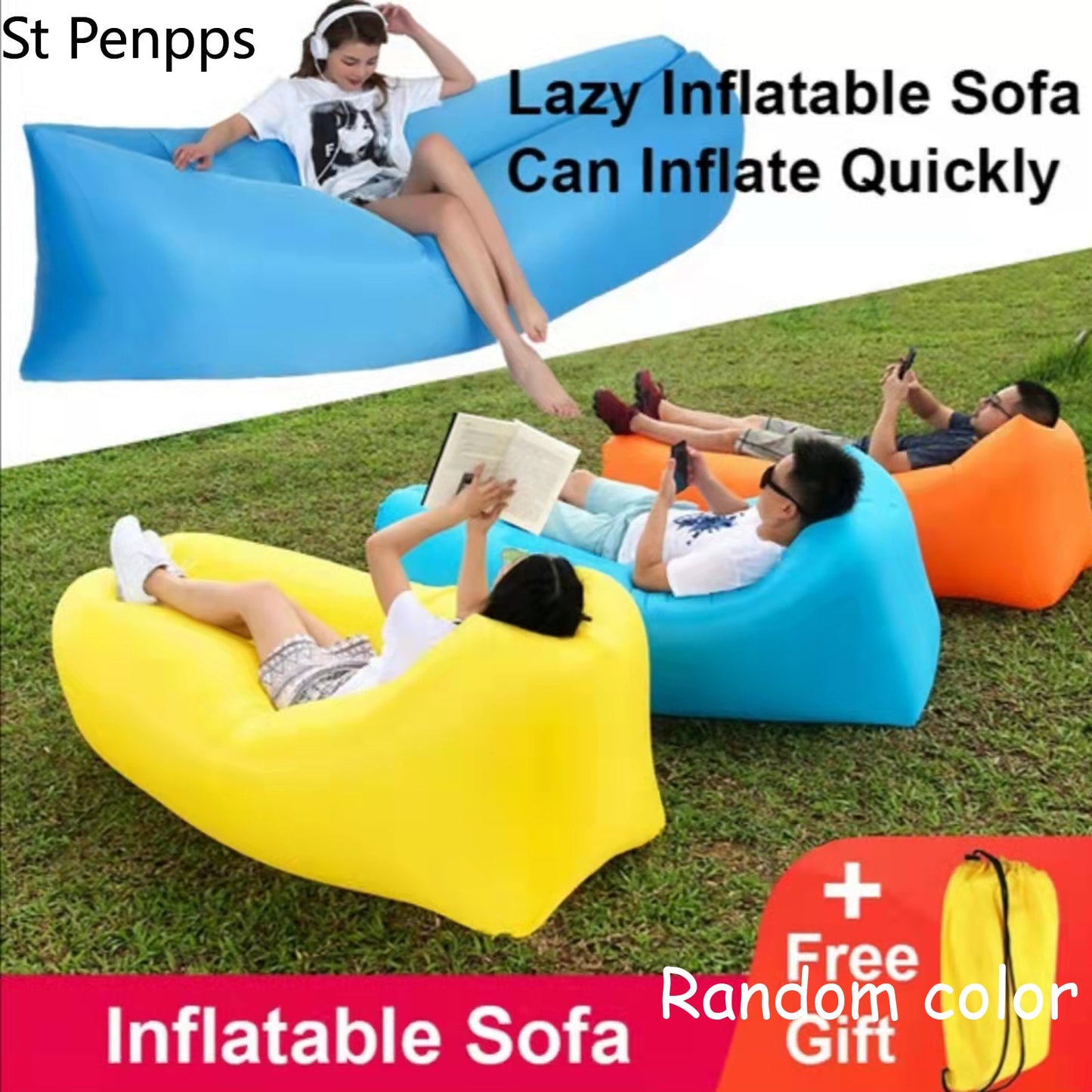 Camping chair Beach Inflatable Sofa Lazy Ultralight Inflatable Sofa Lounger Outdoor Furniture