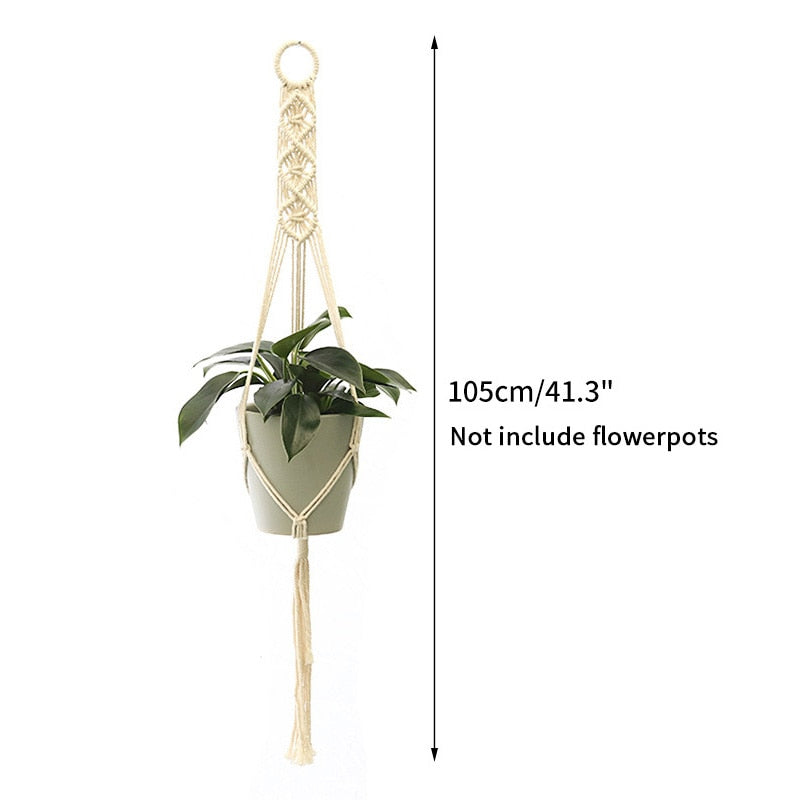 Plant Hanging Basket Wall Hanger Flower Pot Pocket Handmade Macrame Woven Potted Net Bag Balcony Boho Home Decor