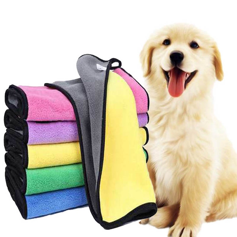Soft Fleece Pet Towel Puppy Cat Bath Absorbent Quick-Drying Bath Towels Thickened Double-Sided