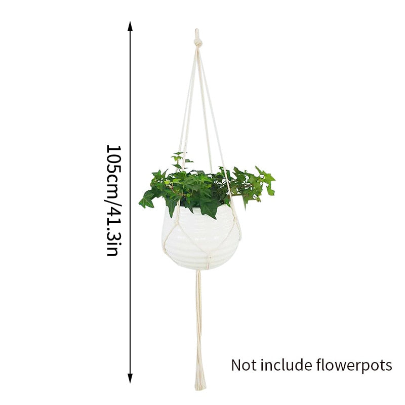 Plant Hanging Basket Wall Hanger Flower Pot Pocket Handmade Macrame Woven Potted Net Bag Balcony Boho Home Decor