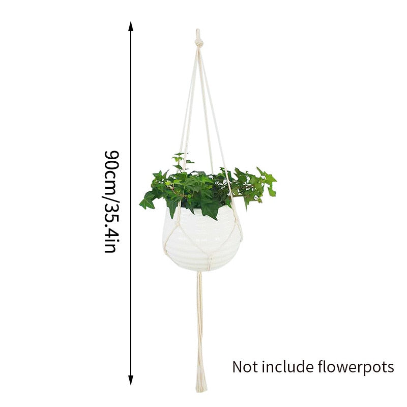 Plant Hanging Basket Wall Hanger Flower Pot Pocket Handmade Macrame Woven Potted Net Bag Balcony Boho Home Decor