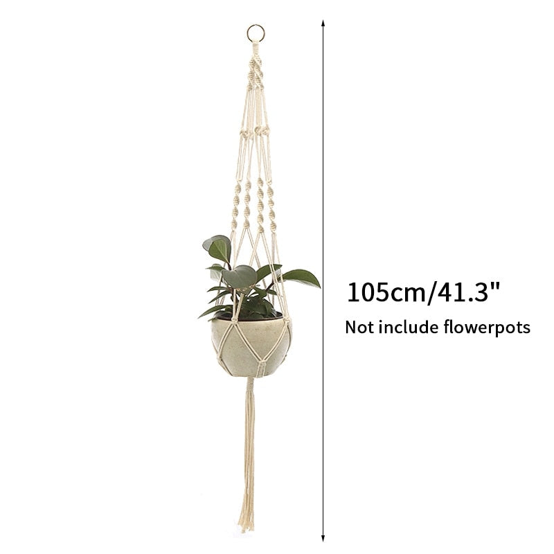 Plant Hanging Basket Wall Hanger Flower Pot Pocket Handmade Macrame Woven Potted Net Bag Balcony Boho Home Decor