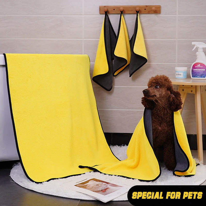 Soft Fleece Pet Towel Puppy Cat Bath Absorbent Quick-Drying Bath Towels Thickened Double-Sided