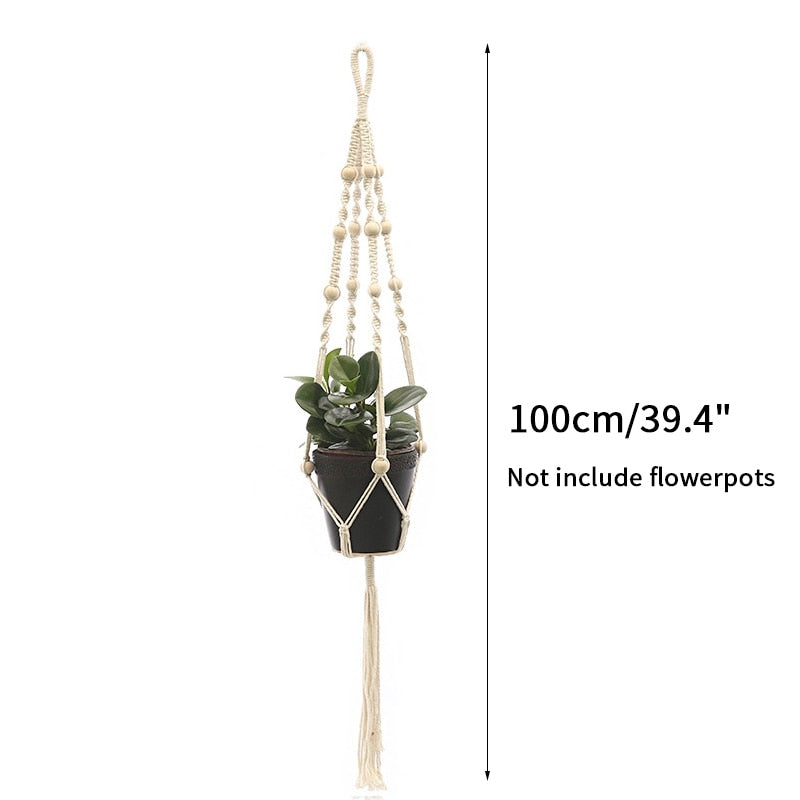 Plant Hanging Basket Wall Hanger Flower Pot Pocket Handmade Macrame Woven Potted Net Bag Balcony Boho Home Decor