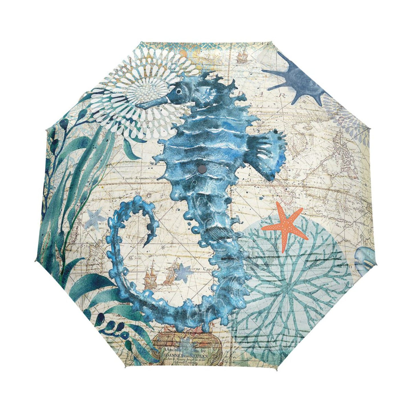 Vintage Ocean Sea Turtle Rain Umbrella Three Folding Umbrella