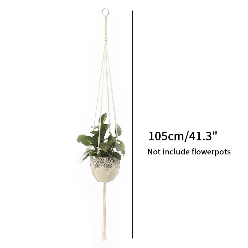 Plant Hanging Basket Wall Hanger Flower Pot Pocket Handmade Macrame Woven Potted Net Bag Balcony Boho Home Decor