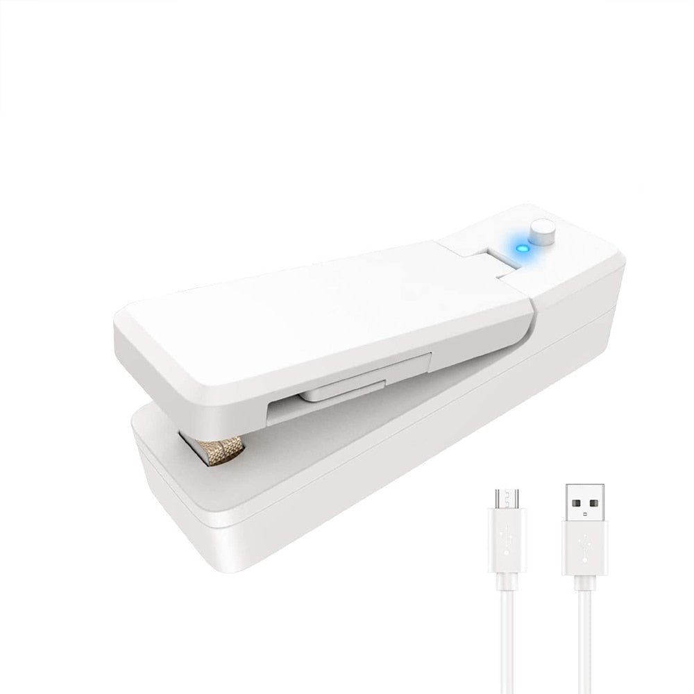 Mini Bag Sealer 2 in 1 Rechargeable Portable Bag Vacuum Heat Sealer&Cutter for Plastic Snack PVC