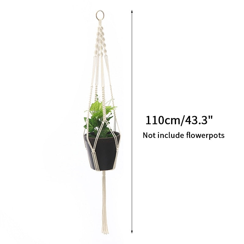 Plant Hanging Basket Wall Hanger Flower Pot Pocket Handmade Macrame Woven Potted Net Bag Balcony Boho Home Decor