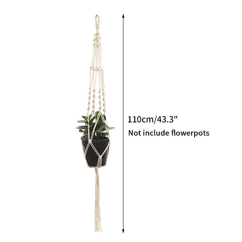 Plant Hanging Basket Wall Hanger Flower Pot Pocket Handmade Macrame Woven Potted Net Bag Balcony Boho Home Decor