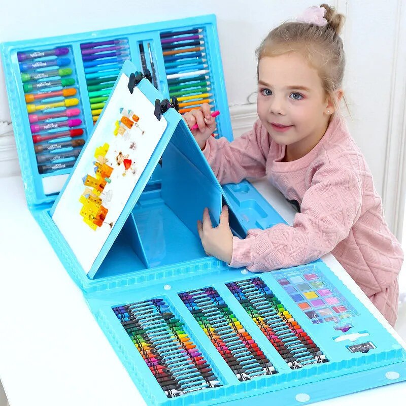 ASWJ Drawing Board Set Colored Pencil Crayon Watercolors Pens With Drawing Toys Kids School Supplies For Children Christmas Gift