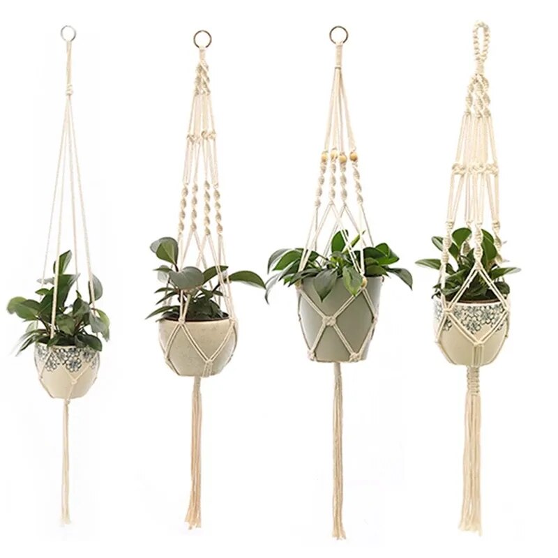 Hanging Plant Handmade Macrame Plant Hanger Flower Pot Planter Hanger Wall Decor Courtyard Garden Hanging