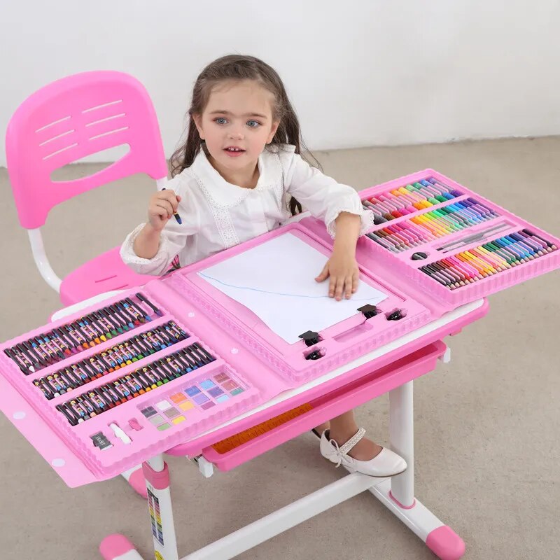 ASWJ Drawing Board Set Colored Pencil Crayon Watercolors Pens With Drawing Toys Kids School Supplies For Children Christmas Gift