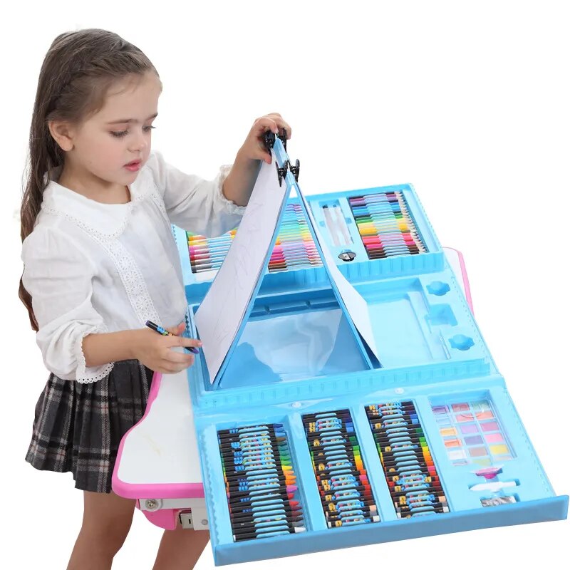 ASWJ Drawing Board Set Colored Pencil Crayon Watercolors Pens With Drawing Toys Kids School Supplies For Children Christmas Gift