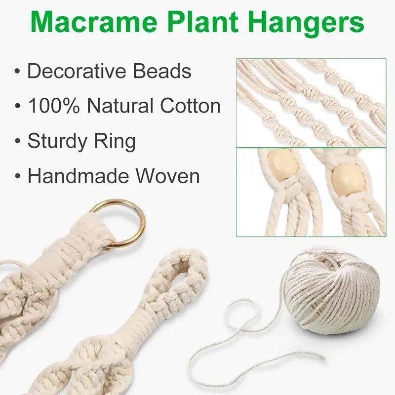 Hanging Plant Handmade Macrame Plant Hanger Flower Pot Planter Hanger Wall Decor Courtyard Garden Hanging