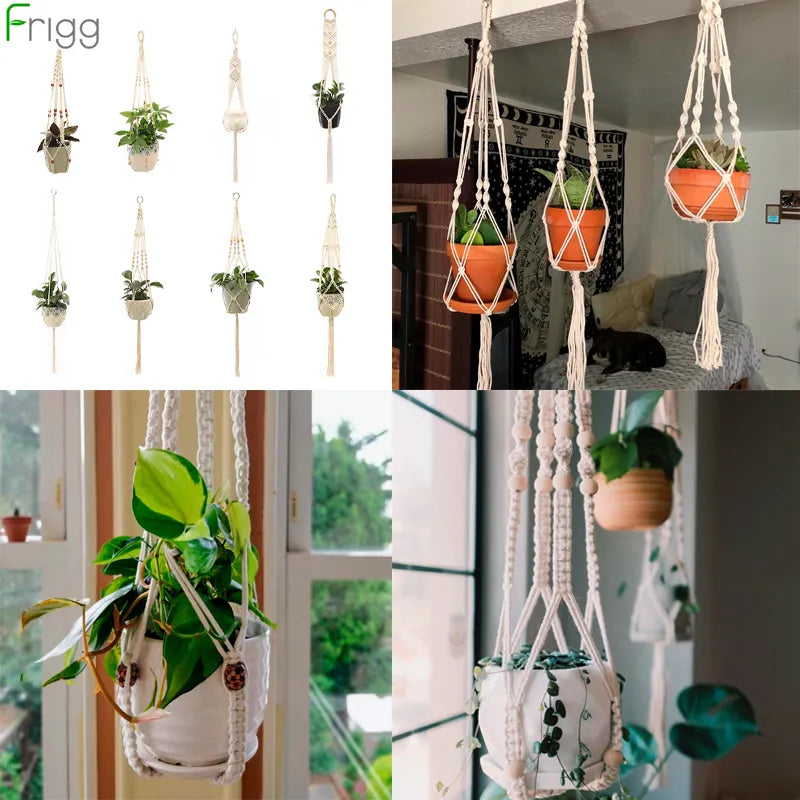 Hanging Plant Handmade Macrame Plant Hanger Flower Pot Planter Hanger Wall Decor Courtyard Garden Hanging