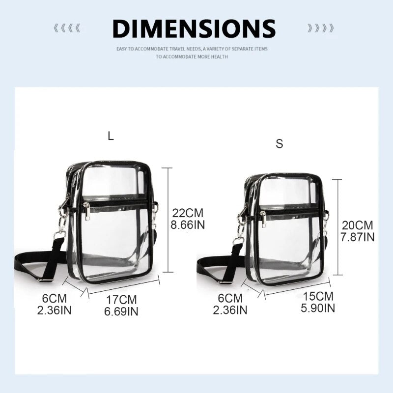 Women Transparent Clear Purse Crossbody Shoulder Bags with Removable Strap Stadium Approved Bags Zipper Closure