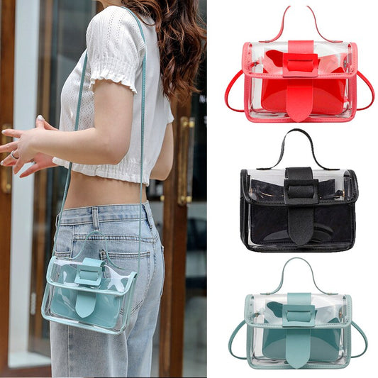 Mode Dames Transparante Vierkante Sling Tas Koele Pvc Schoudertas Messenger Bag Mobiele Lieve Dame Tas