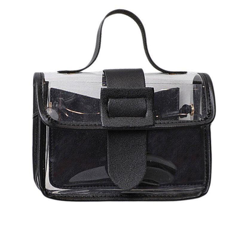 Mode Dames Transparante Vierkante Sling Tas Koele Pvc Schoudertas Messenger Bag Mobiele Lieve Dame Tas