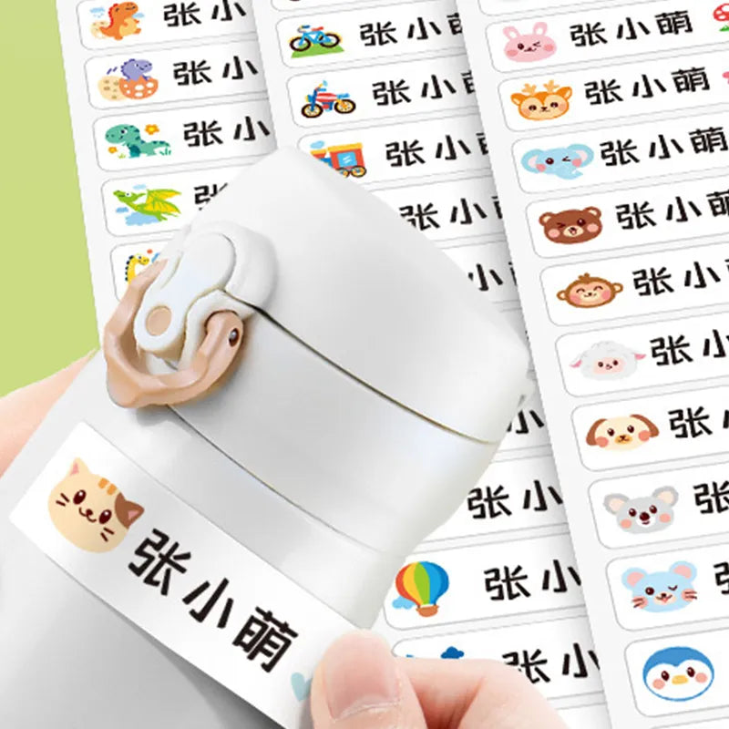 120Pcs Name Tag Sticker Customize Waterproof Stickers Children School Stationery Water Bottle Pencil Kawai Name Labels for Kids