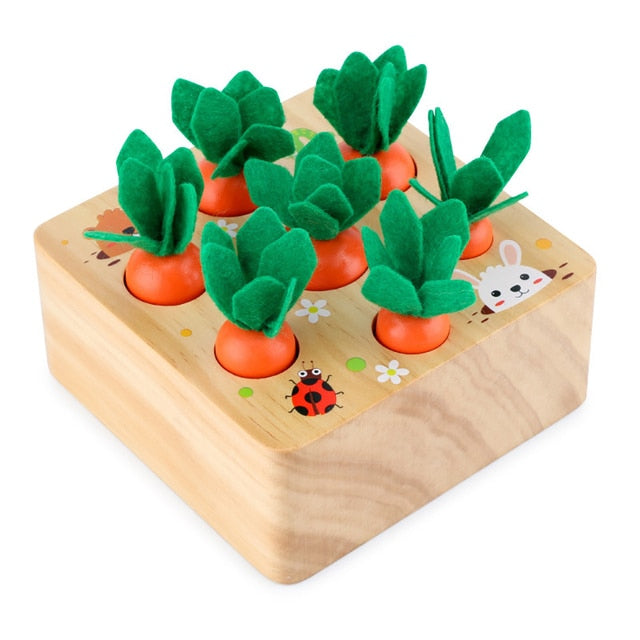 Montessori Toys for 1 Year Baby Pull Carrot Set Game Kids Wooden Toy Shape Sorting Matching Puzzle Educational Toys for Children