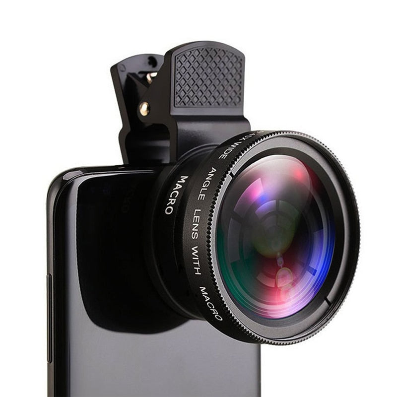 TIDOVE 2 IN 1 Lens Universal Clip 37mm Mobile Phone Lens Professional 0.45x 49uv Super Wide-Angle + Macro HD Lens For iPhone 13