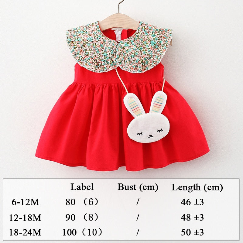 Summer Clothes Baby Girl Beach Dresses Casual Fashion Print Cute Bow Flower Princess Dress Newborn Clothing Set