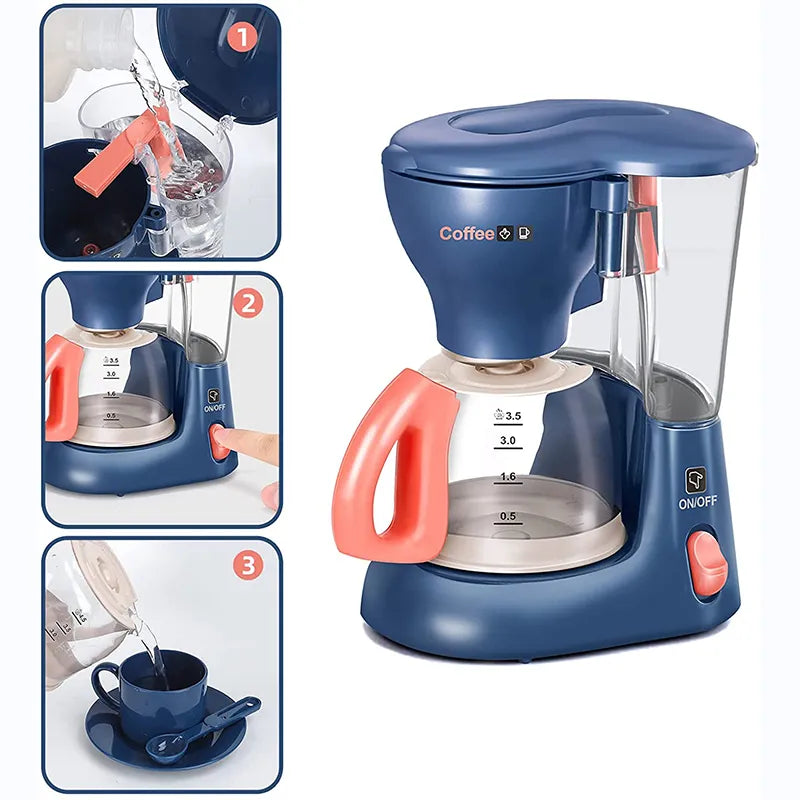 Mini Household Appliances Kitchen Toys, Pretend Play Set with Coffee Maker Blender Mixer and Toaster for Kids Boys Girls Gifts