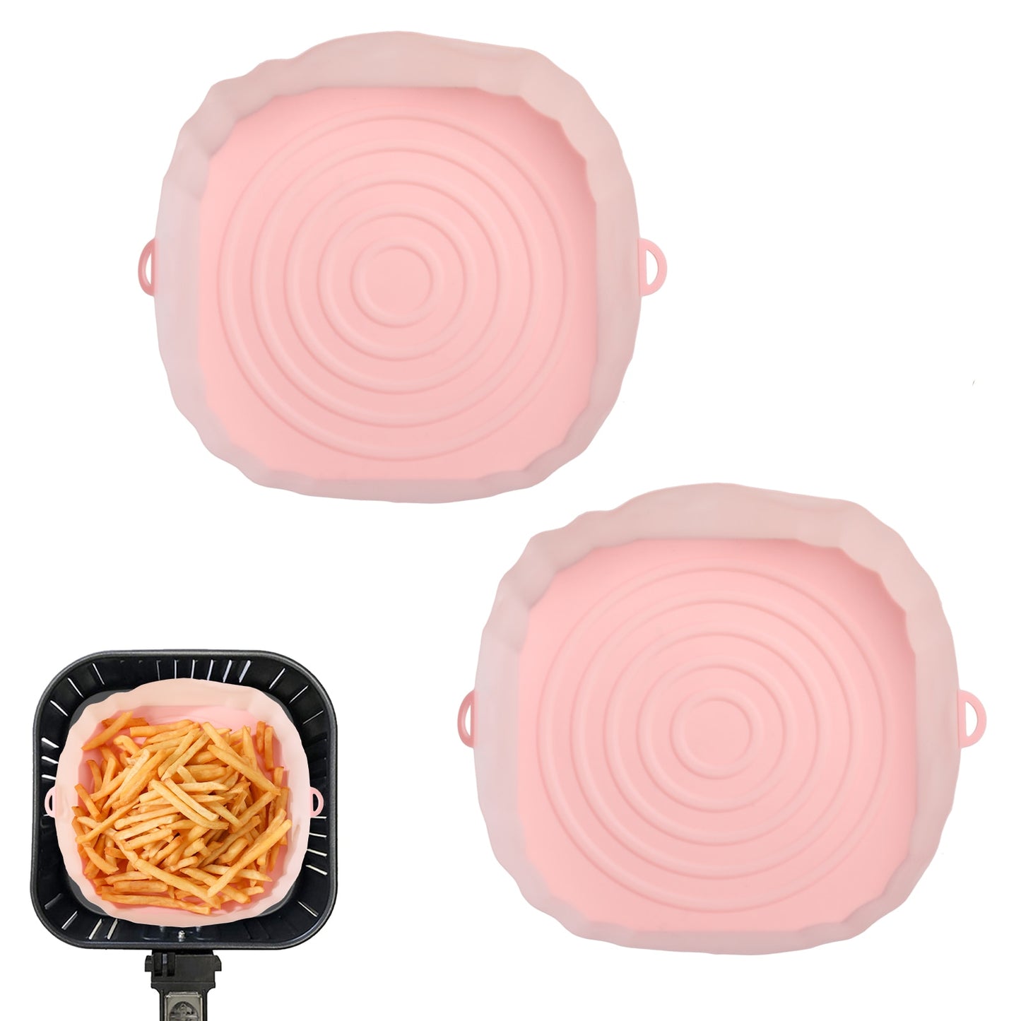 2Pcs Air Fryer Silicone Basket Silicone Mold Airfryer Oven Baking Tray Pizza Fried Chicken Basket Reusable Pan Liner Accessories