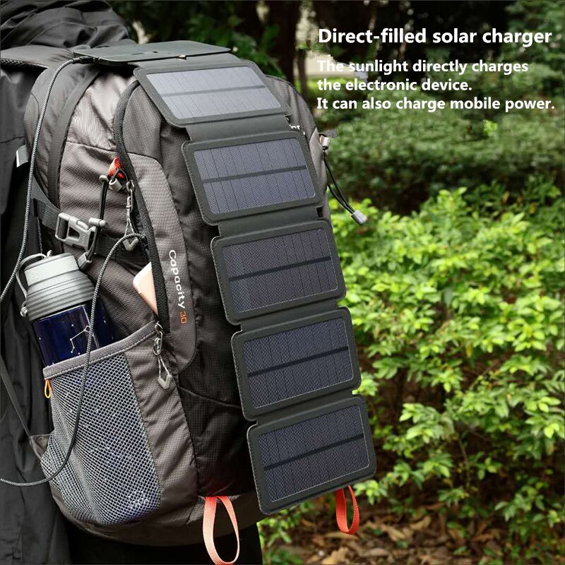 Outdoor Multifunctional Portable Solar Charging Panel Foldable 5V 2.1A USB Output Device Camping Tool High Power Output