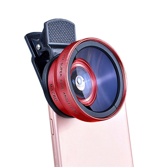 TIDOVE 2 IN 1 Lens Universal Clip 37mm Mobile Phone Lens Professional 0.45x 49uv Super Wide-Angle + Macro HD Lens For iPhone 13