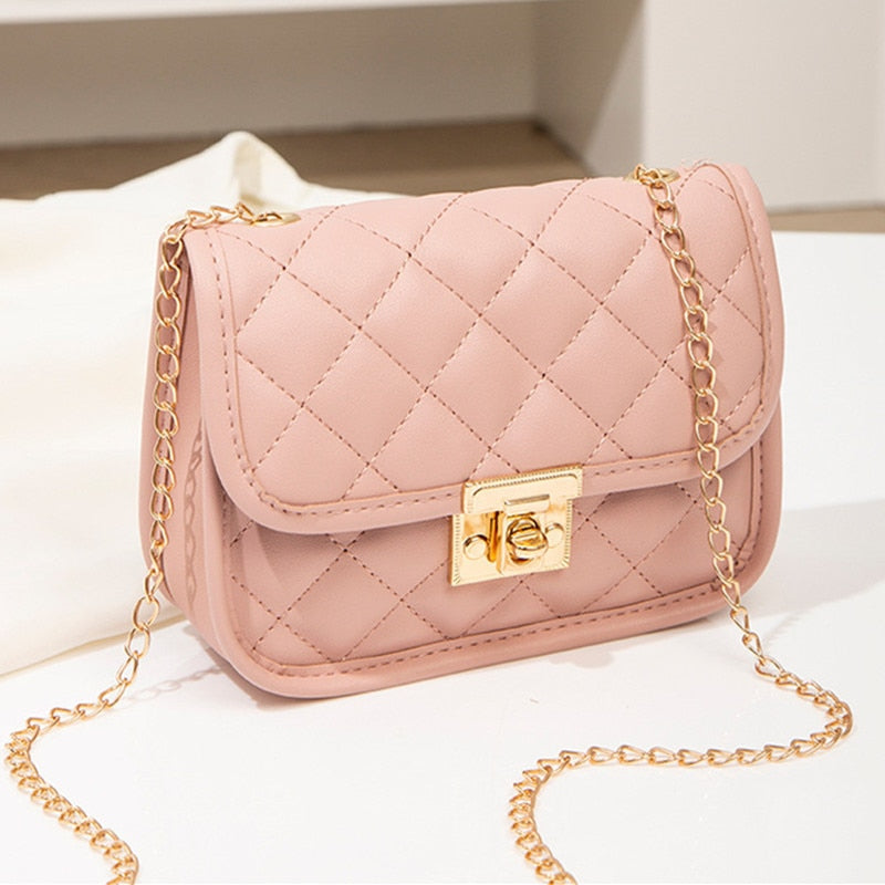 2022 New Fashion Female Shoulder Bag Rhombus Embroidered Solid Color Chain Women's Shoulder Crossbody