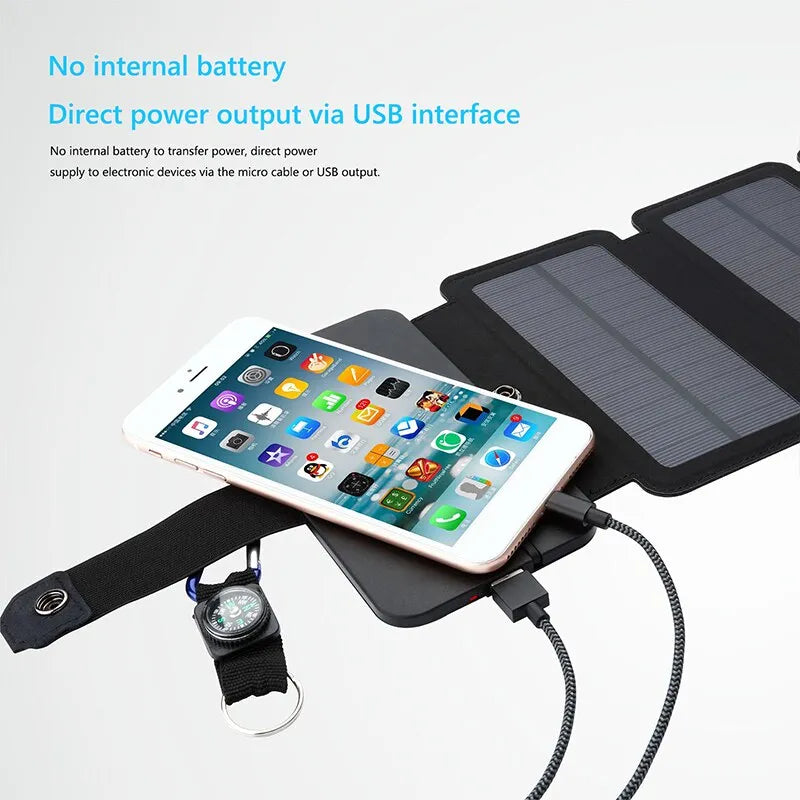 Outdoor Multifunctional Portable Solar Charging Panel Foldable 5V 2.1A USB Output Device Camping Tool High Power Output