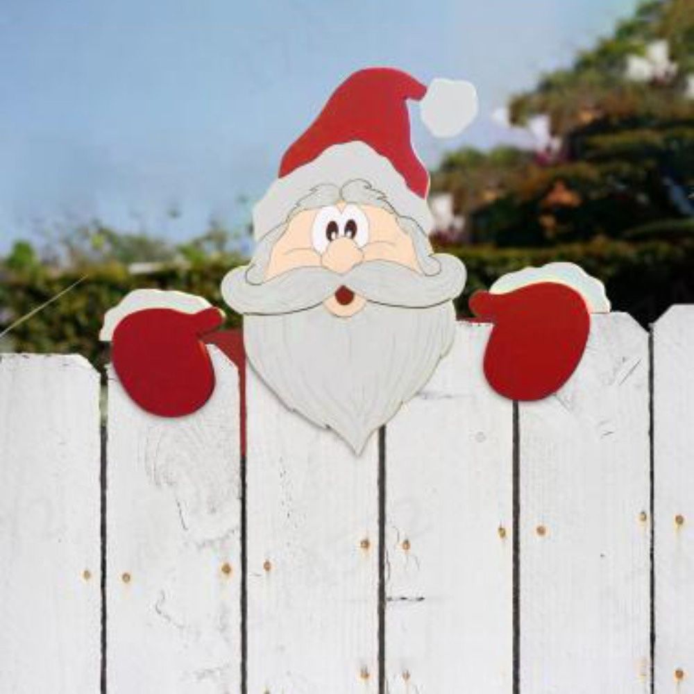 Christmas Fence Decoration Santa Clause Snowman Reindeer Penguin Peeker Yard Ornaments Indoor Outdoor DIY Festival Gift