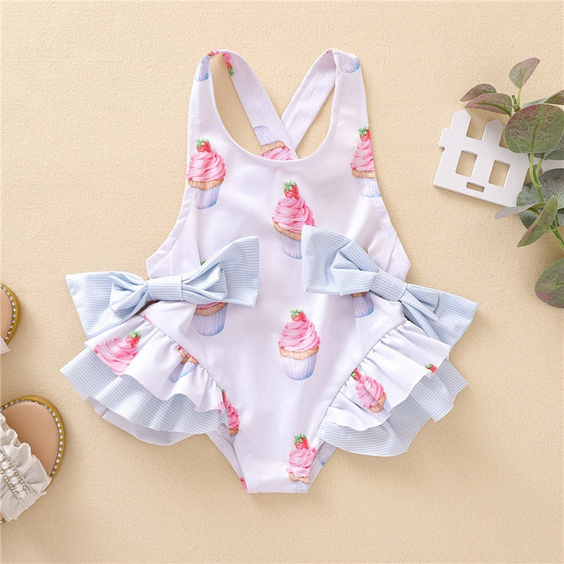 Girls Swimsuit One Piece Swimsuit 1-5T Girl Sleeveless Swimming Wear Rainbow Mermaid Swimwear For Children Summer Bathing Suits