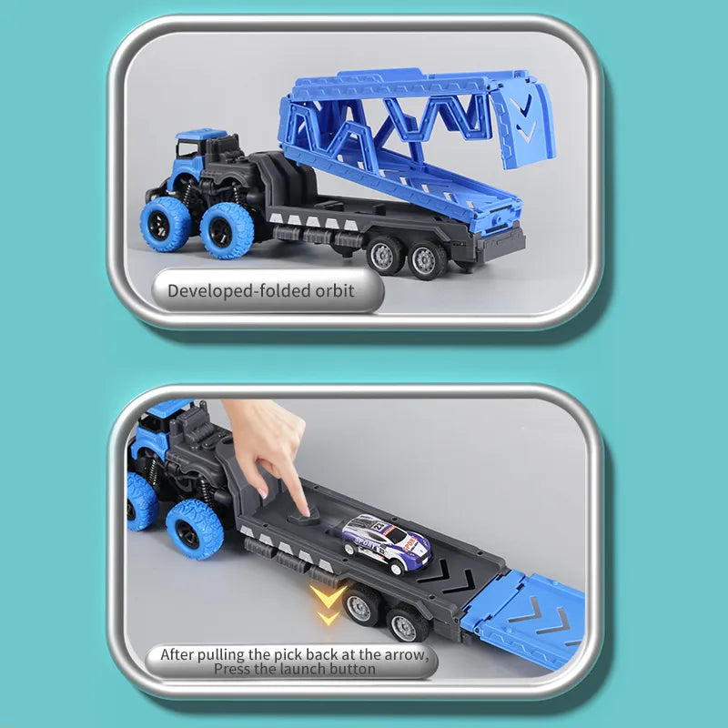 Deformable Rail Car  Ejection Folding  Big  Truck  Toys for Kids  Container Transporter Playset Children Gift