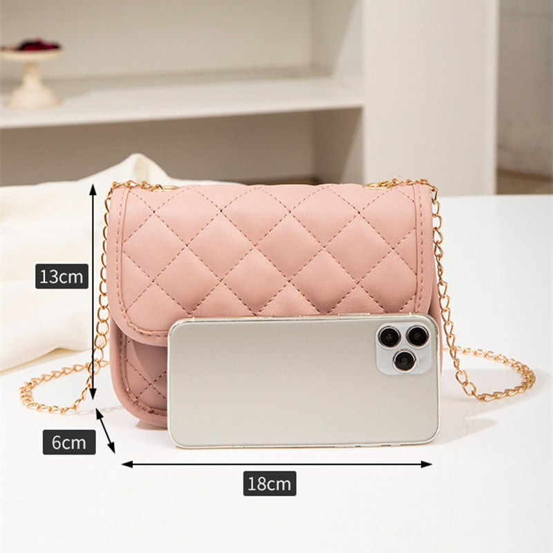 2022 New Fashion Female Shoulder Bag Rhombus Embroidered Solid Color Chain Women's Shoulder Crossbody