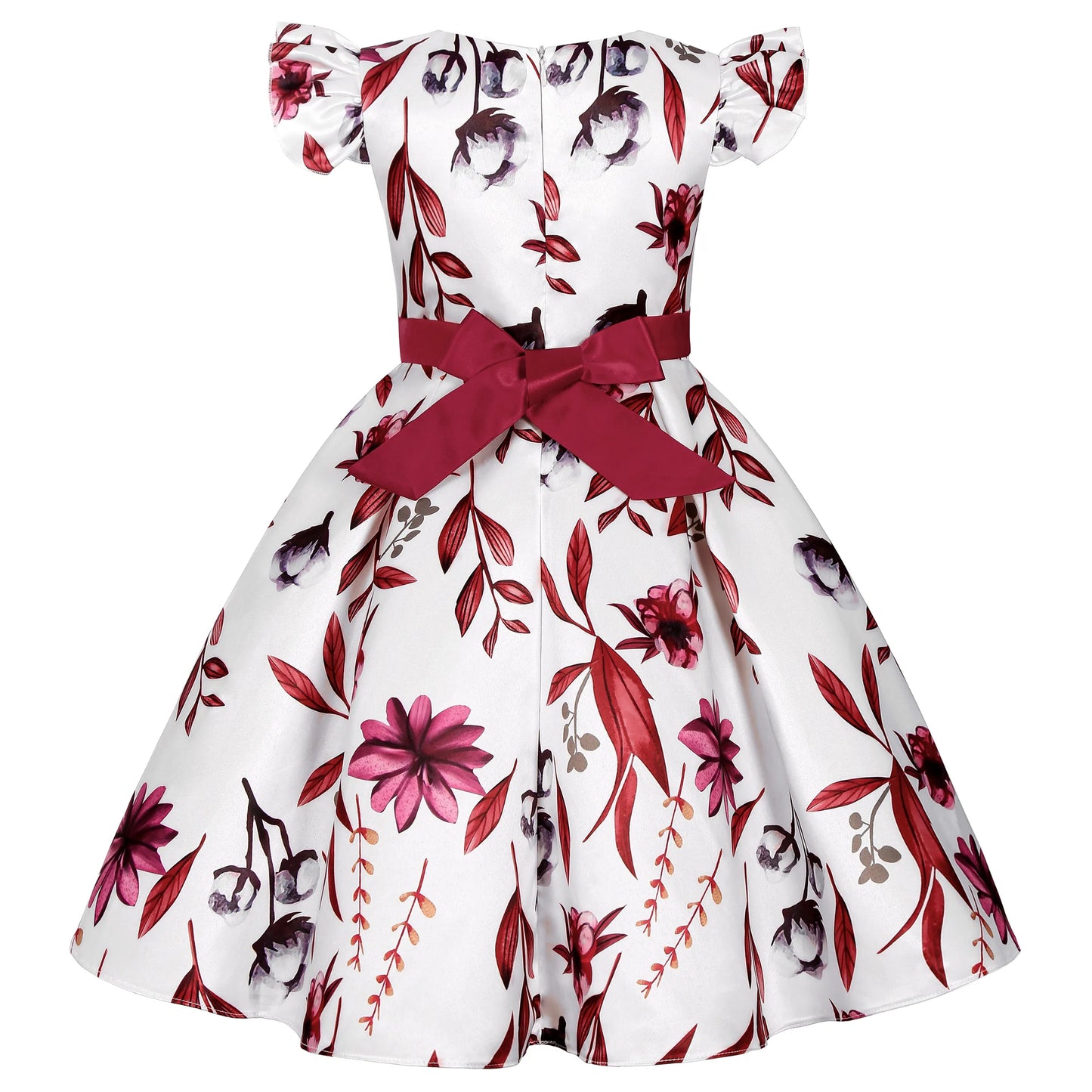 Foreign trade hot new small flying sleeve girl dress dress bow print dress princess birthday party clothing