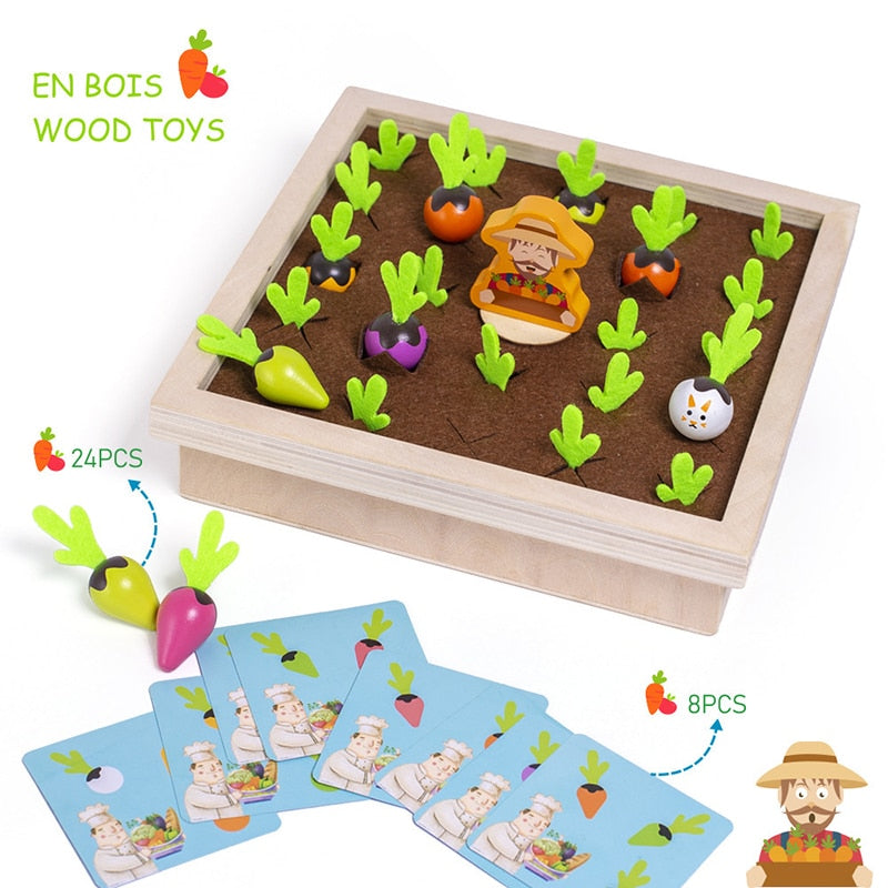 Montessori Toys for 1 Year Baby Pull Carrot Set Game Kids Wooden Toy Shape Sorting Matching Puzzle Educational Toys for Children