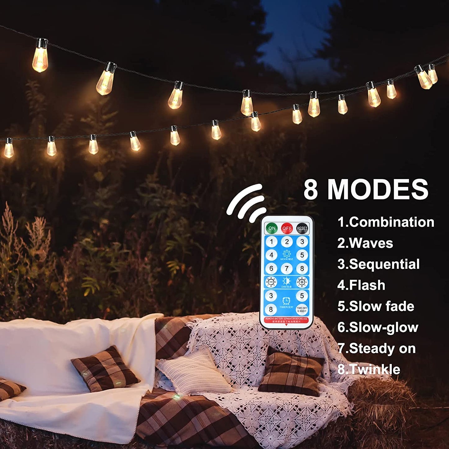 High brighter Solar String Lights , 20FT(8M) 20bulbs Shatterproof ,Waterproof S14 LED Solar LED fairy lights outdoor garden