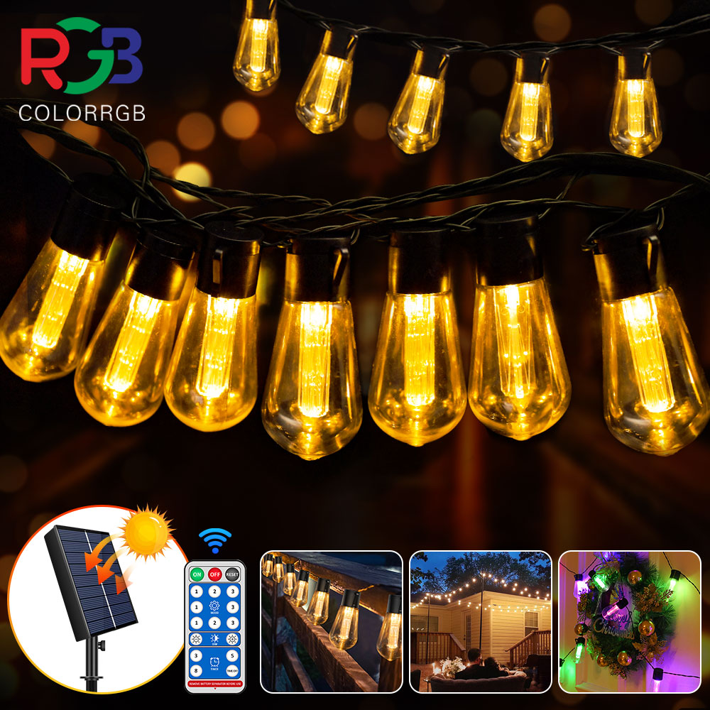 High brighter Solar String Lights , 20FT(8M) 20bulbs Shatterproof ,Waterproof S14 LED Solar LED fairy lights outdoor garden