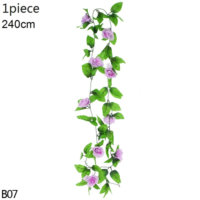 Wisteria Artificial Flower Vine Ivy Leaf Garland Silk Rose Flowers Rattan String Vine Wedding Arch Flower Home Garden Decoration