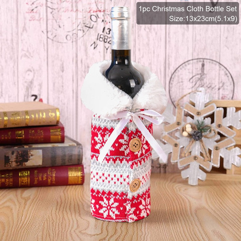 FengRise Christmas Decorations for Home Santa Claus Wine Bottle Cover Snowman Stocking Gift Holders Xmas Navidad Decor New Year