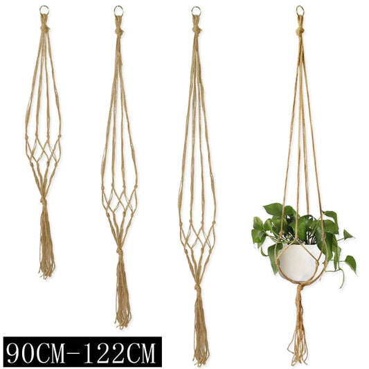 Home Vintage Decor Plant Hanging Basket Knotted Rope Garden Plant Hanger Pot Tray