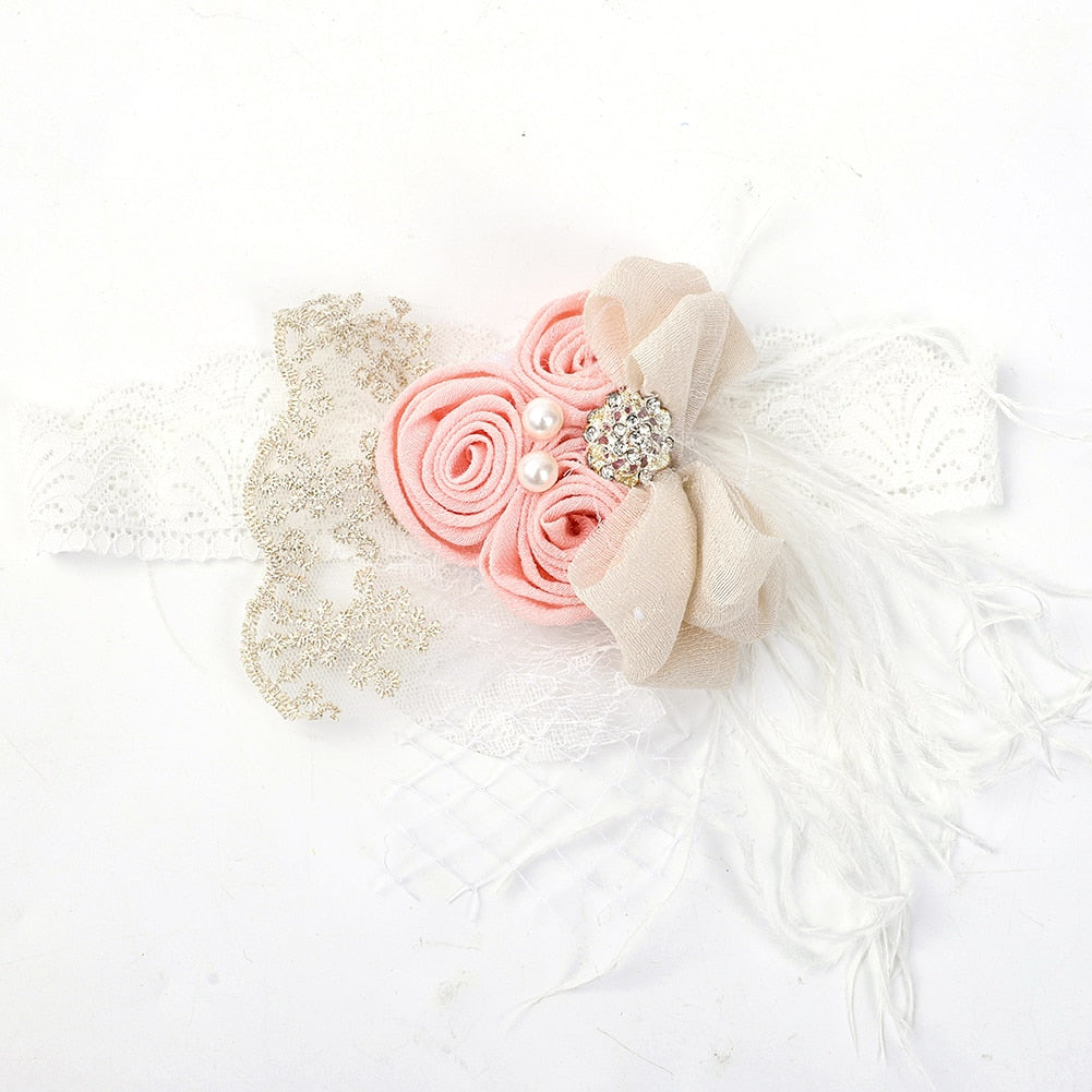 Vintage Flower Headband Baby Girls Headwraps Newborn Photography Props Gifts Lace Elastic Hair Bands