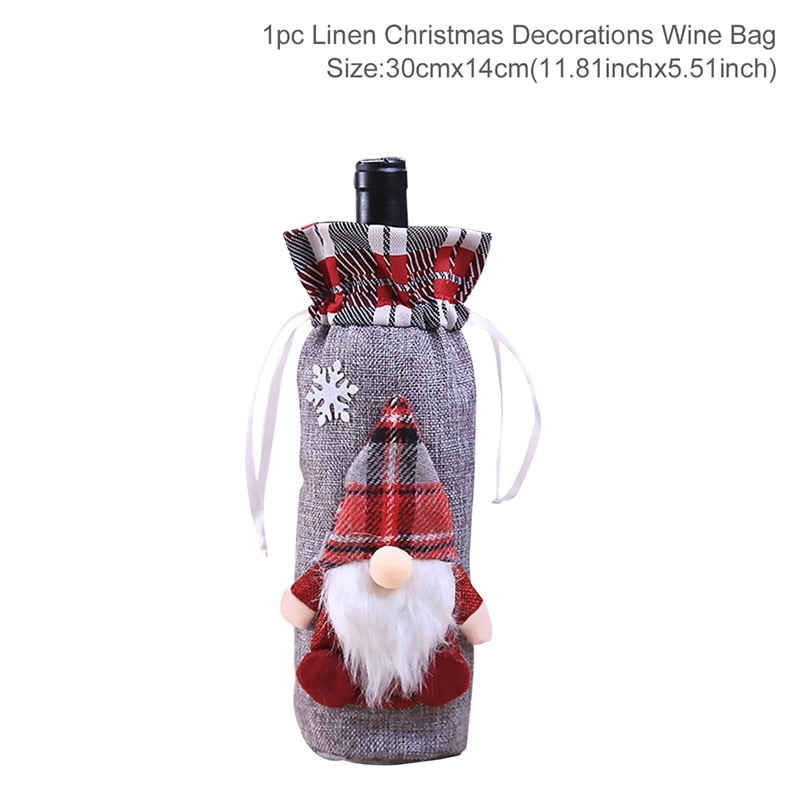 FengRise Christmas Decorations for Home Santa Claus Wine Bottle Cover Snowman Stocking Gift Holders Xmas Navidad Decor New Year