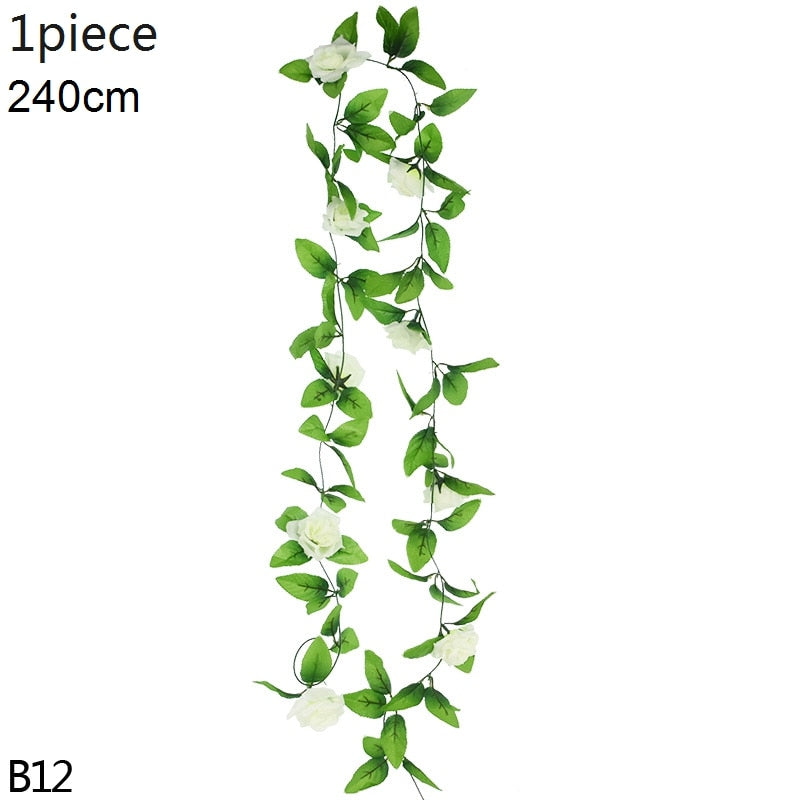 Wisteria Artificial Flower Vine Ivy Leaf Garland Silk Rose Flowers Rattan String Vine Wedding Arch Flower Home Garden Decoration